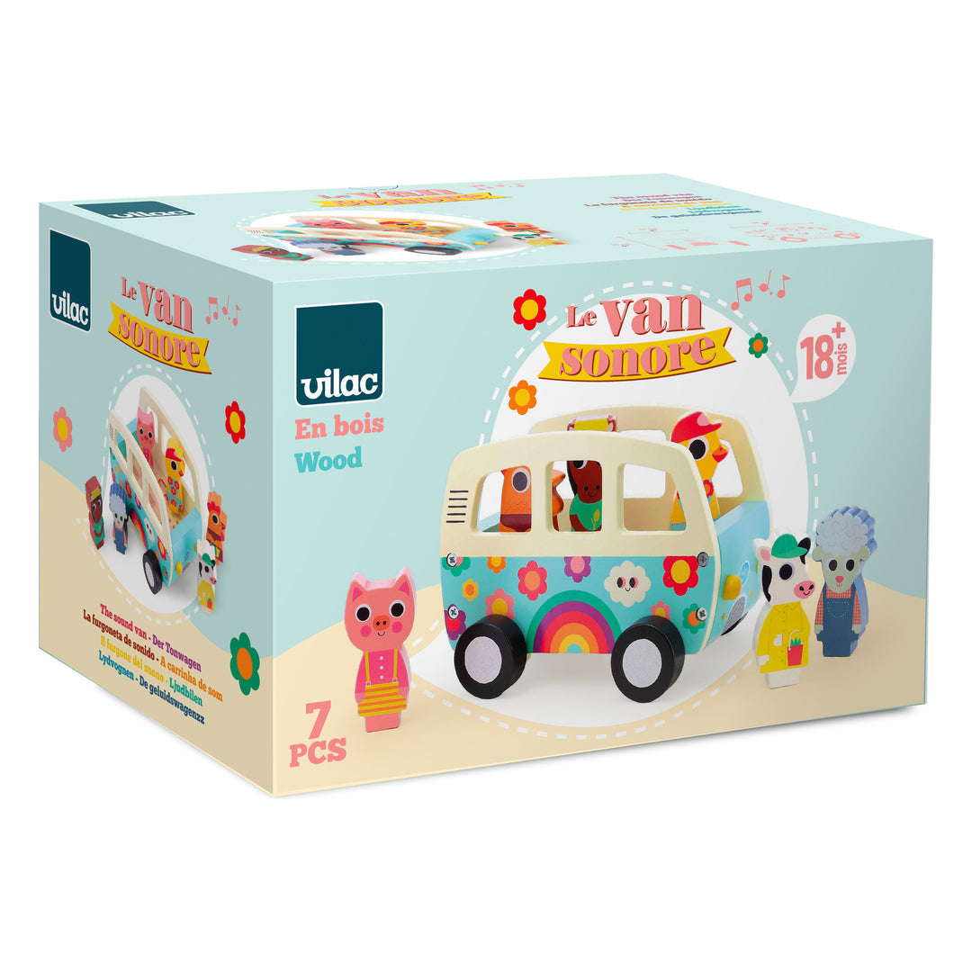 Vilac Wooden Animal Sound Van with 6 Farm Animals  - Ingela P. Arrhenius