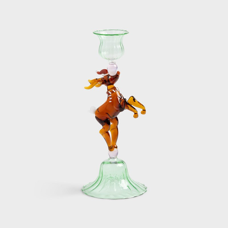 Candle Holder Merry Reindeer