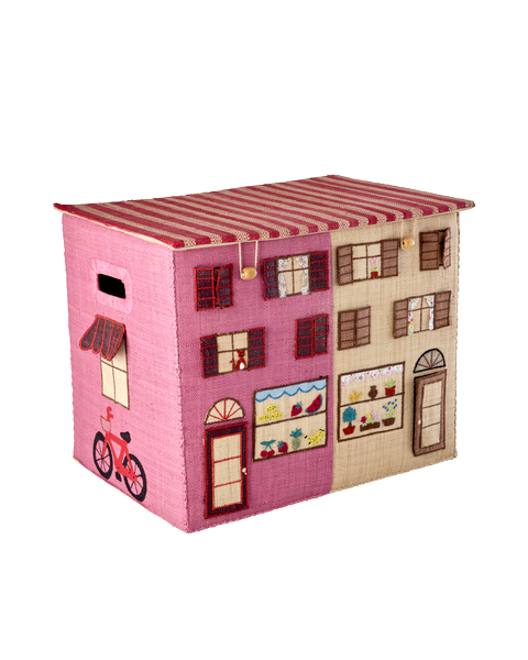 Large Foldable Raffia Storage Box - Paris Theme
