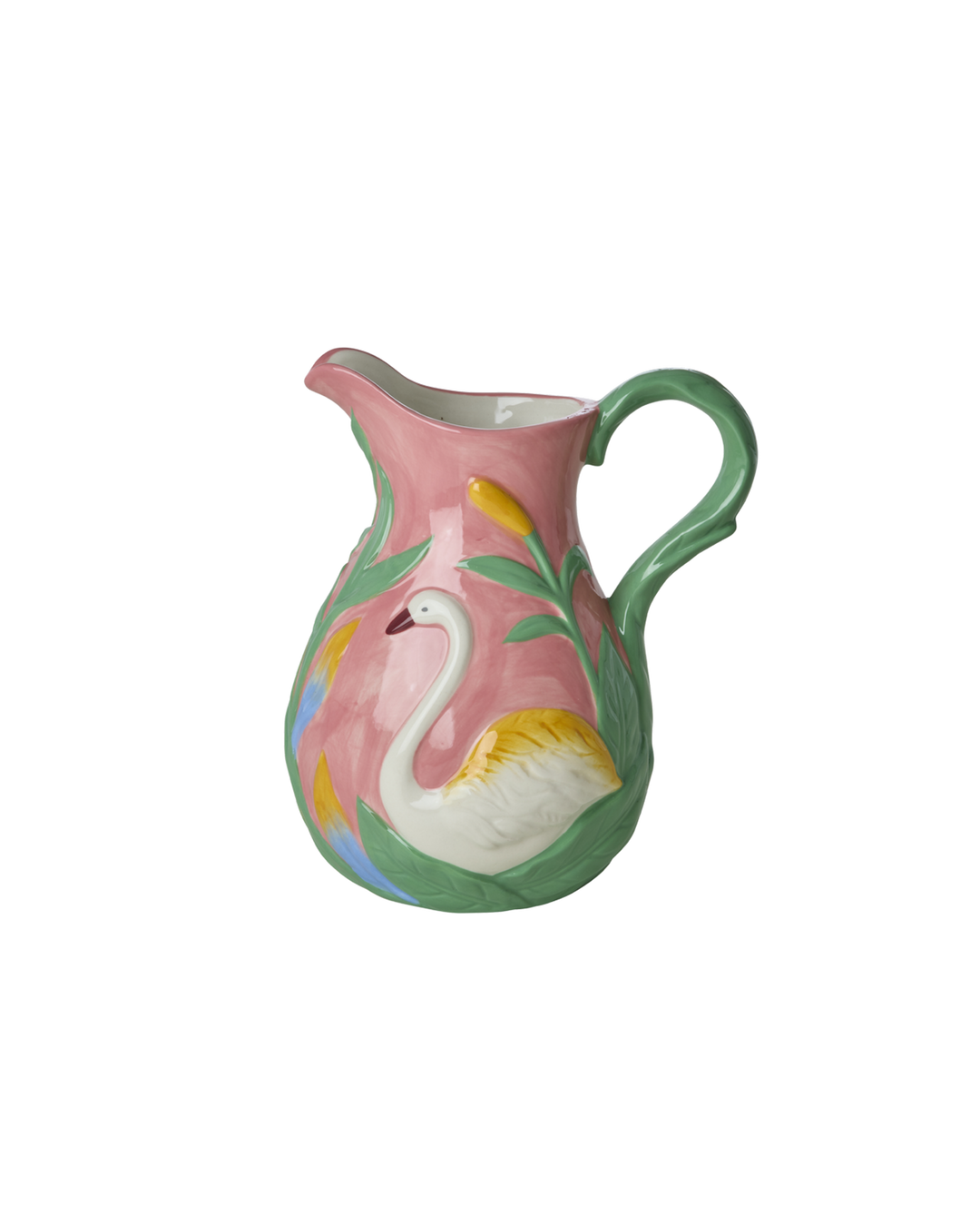 Ceramic Vase with Swan in Coral - 1.4L
