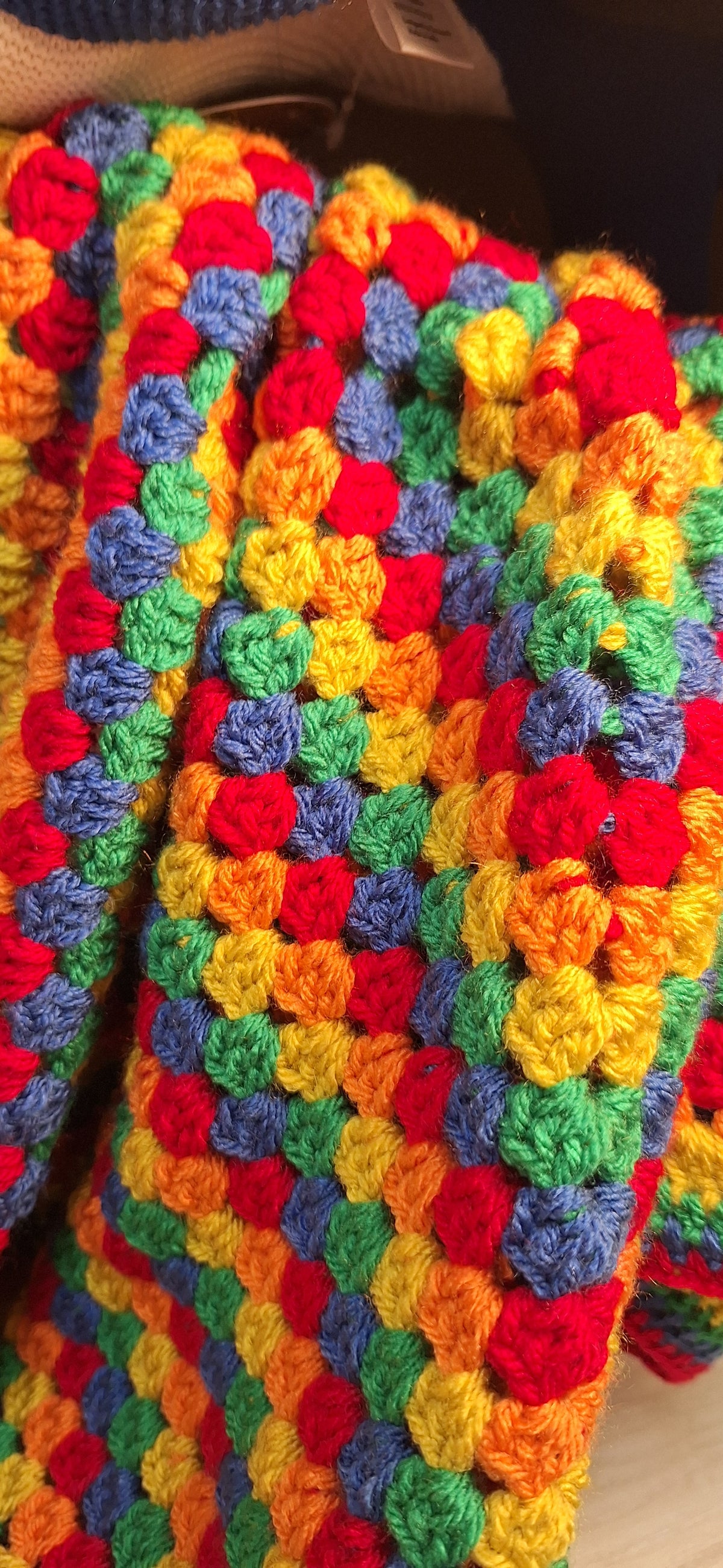 Retro Rainbow Granny Square Baby Blanket