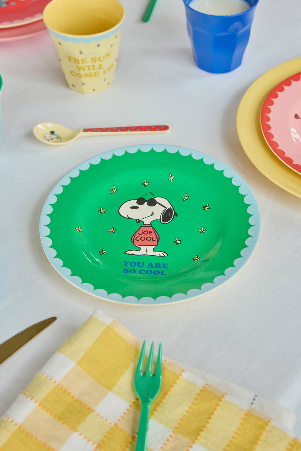 Plate - Green Snoopy Print