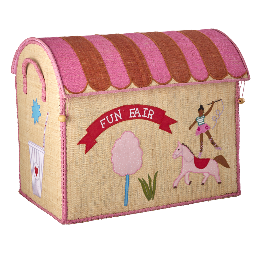 Raffia Toy Baskets - Pink Funfair Theme