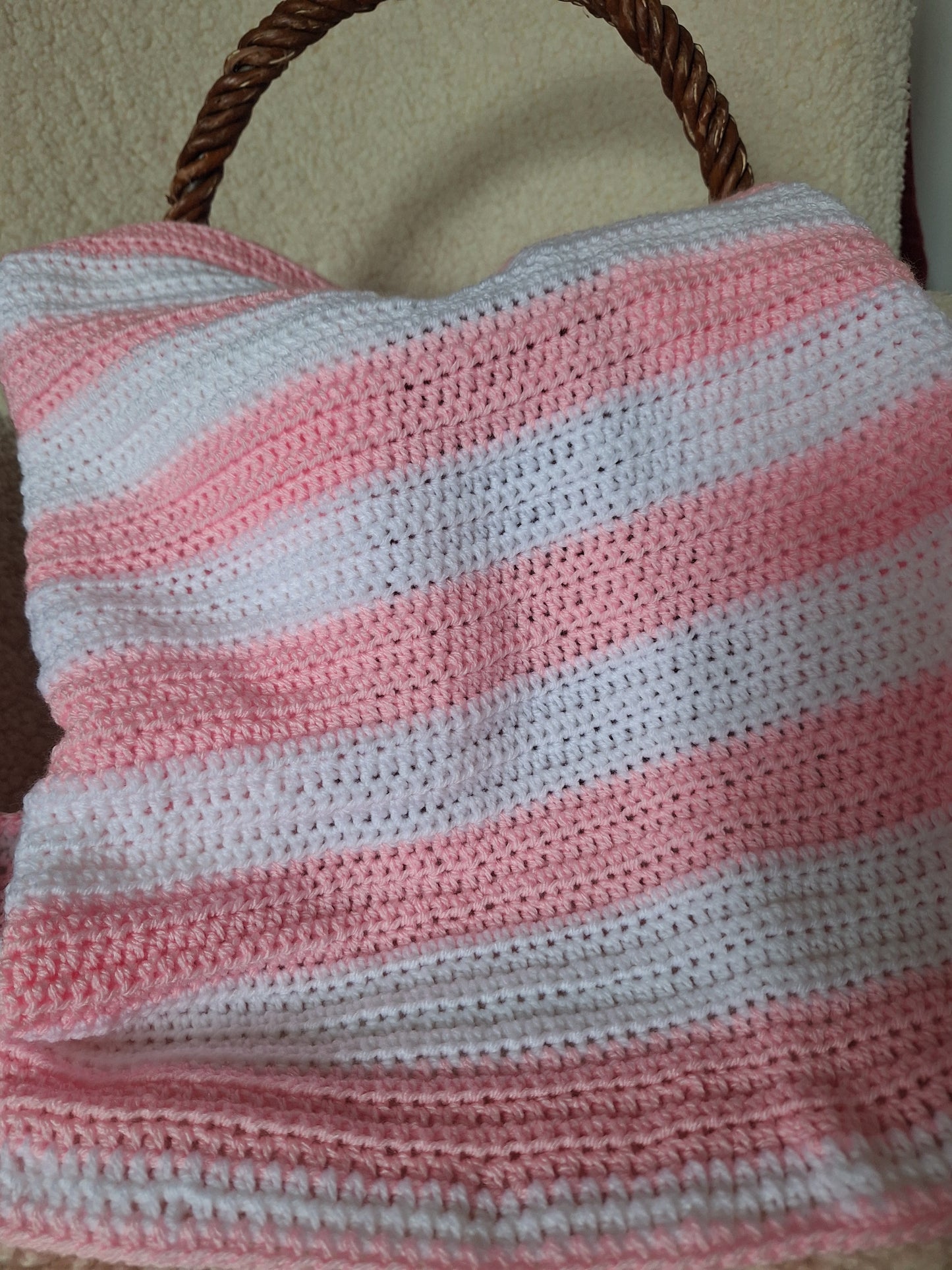 Pink & White Stripe Baby Blanket