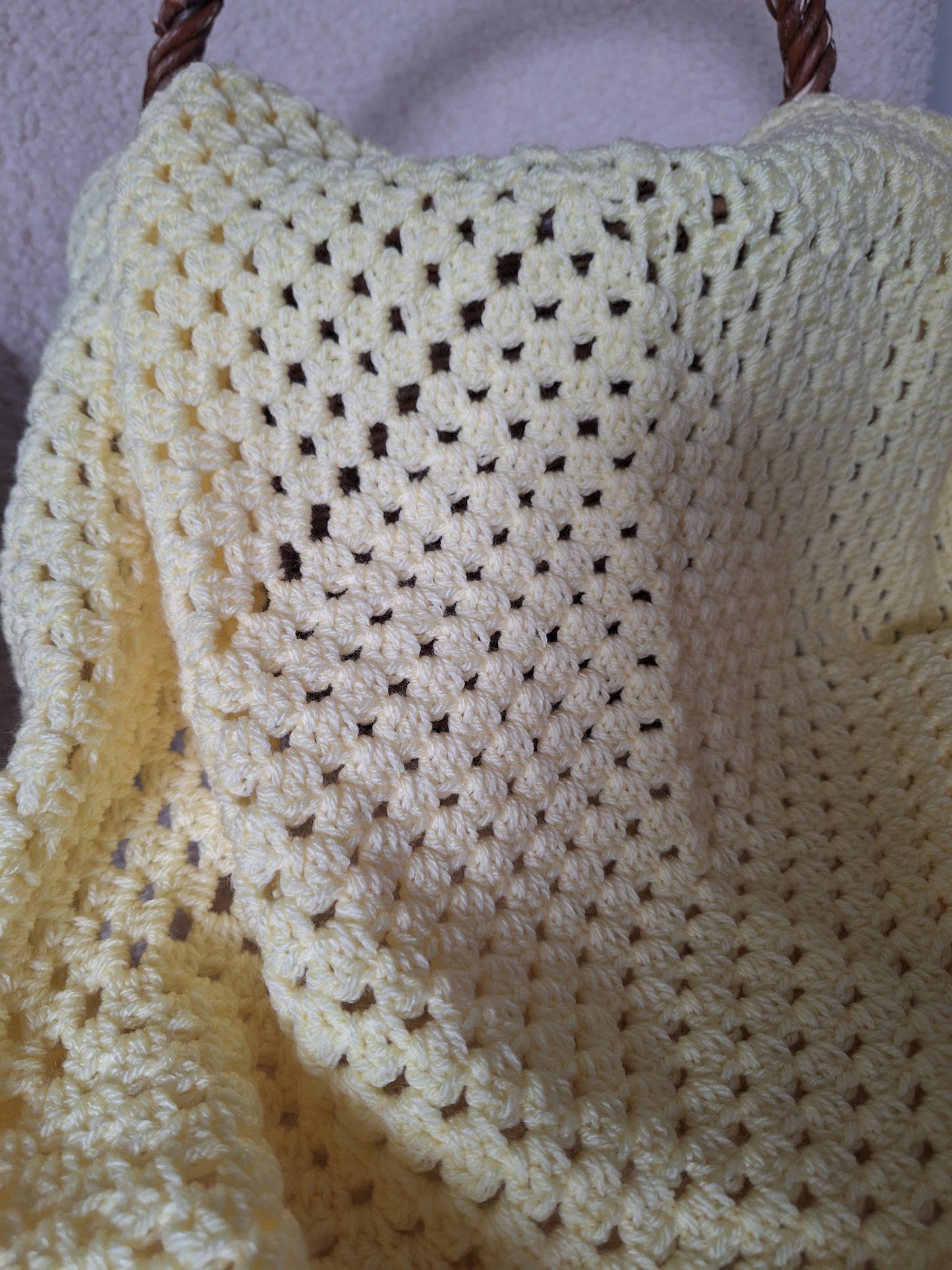 Crochet Granny Square Baby Blanket - Lemon