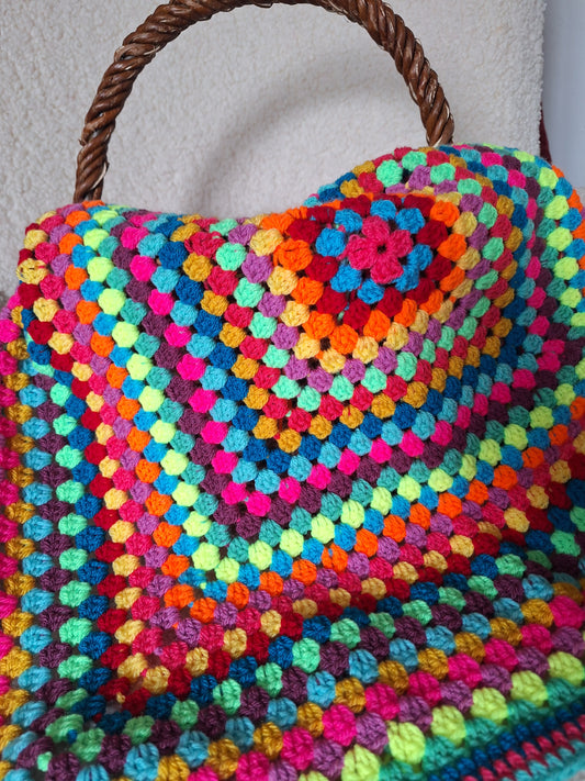 Crochet Granny Square Baby Blanket - Random Rainbow