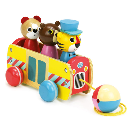 Vilac Wooden Coach Pull-Along Toy with 3 Figures