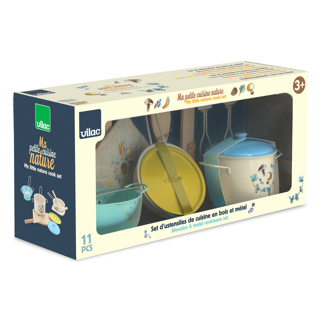 Vilac My Little Nature Cook Set With Metal Pots and Utensils