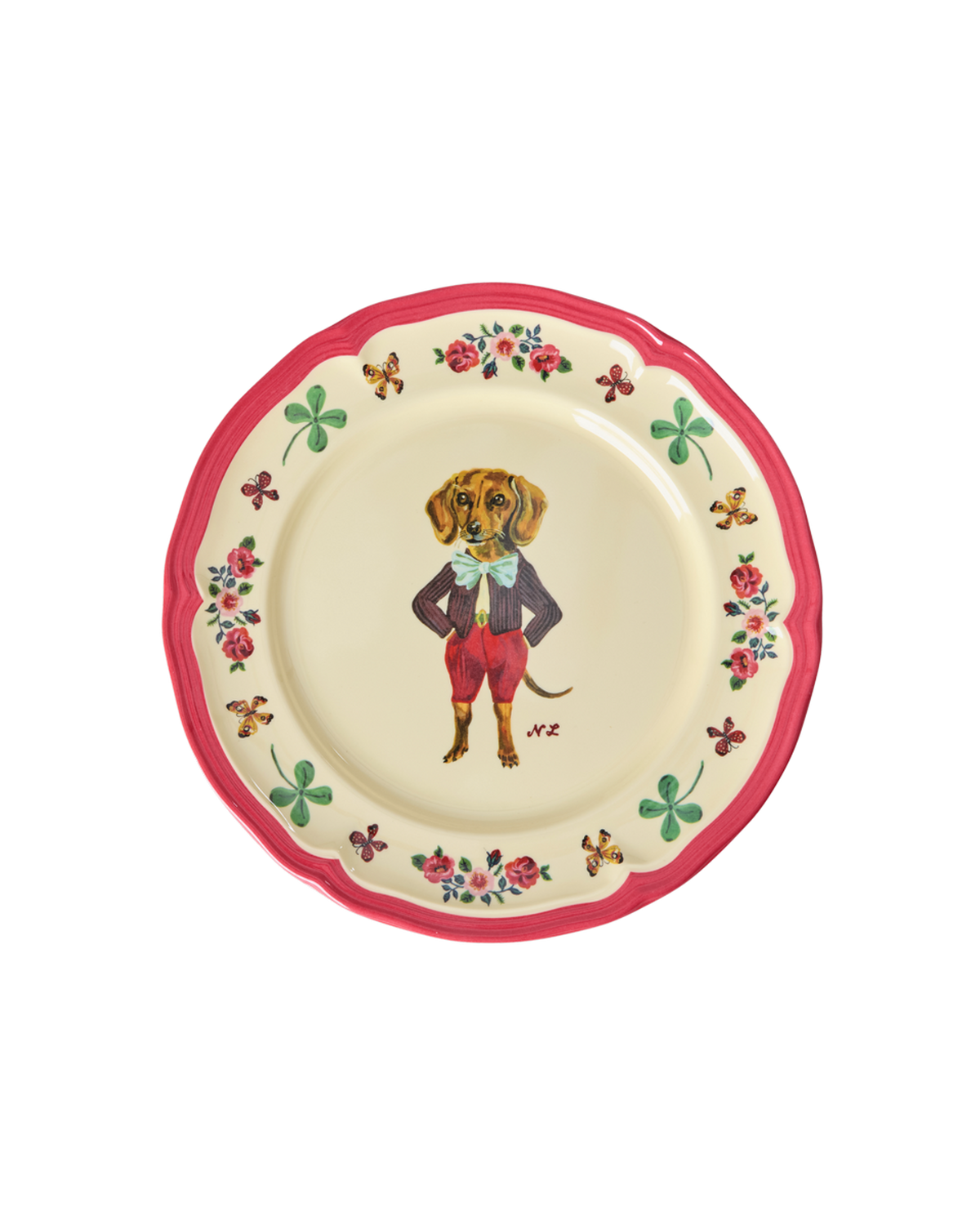 Melamine Vintage Side Plate with Nathalie Lété Print - Red