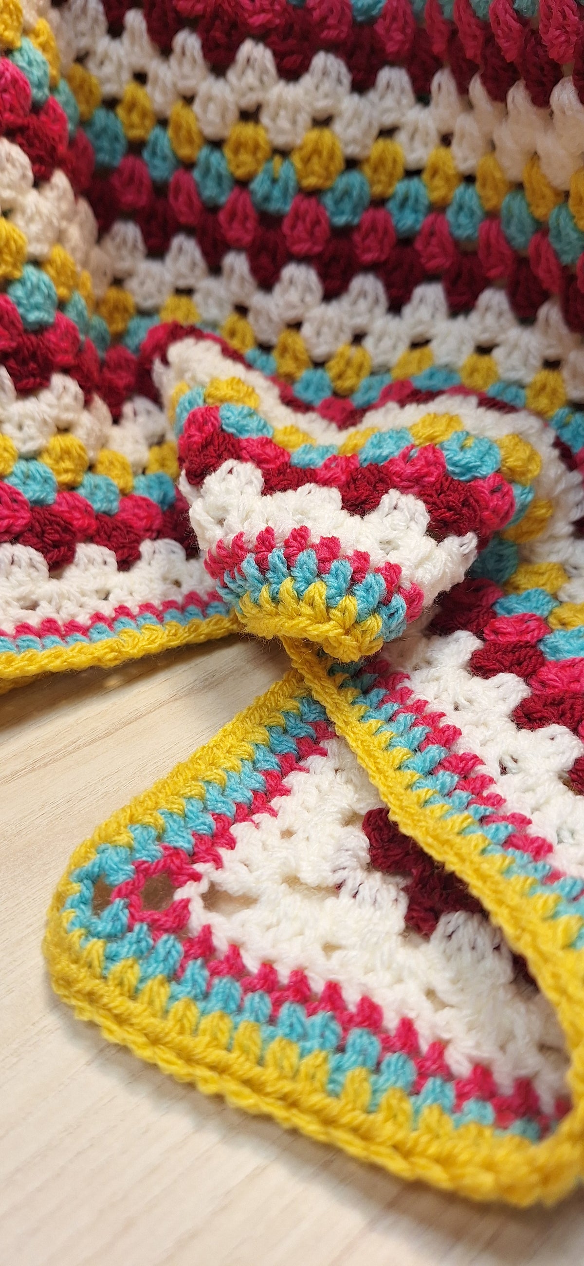 Strawberry Sunshine Granny Square Baby Blanket
