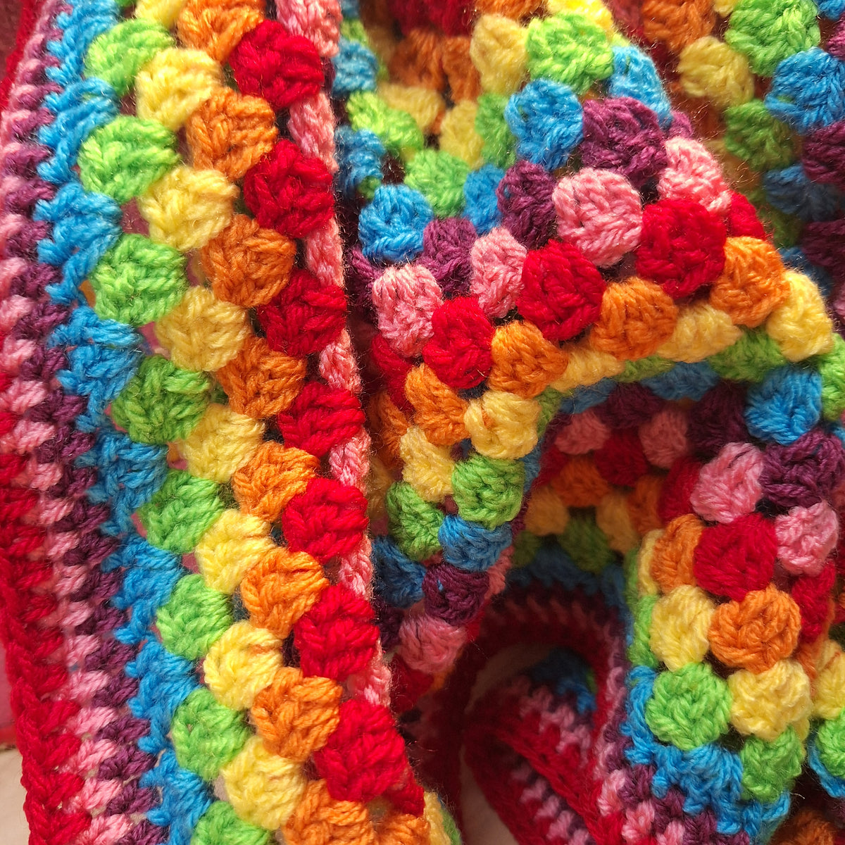 Rainbow Parade Granny Square Baby Blanket