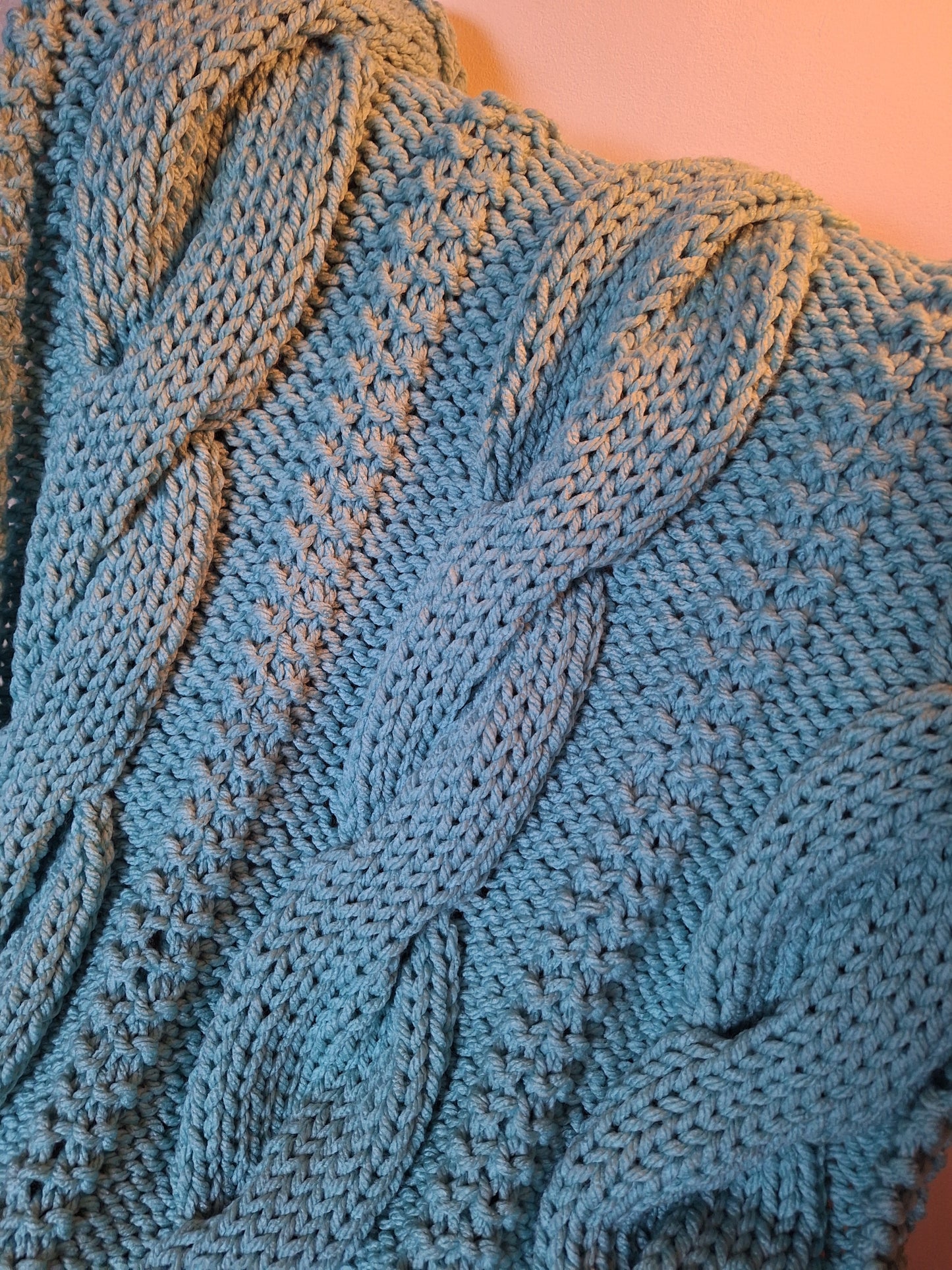 Super Chunky Cable Knit Blanket - Small - Spearmint