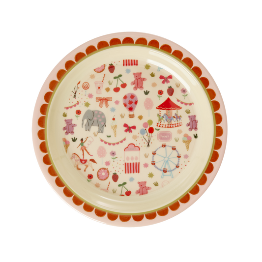 Melamine Lunch Plate - Pink Fun Fair Print