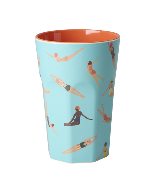 Tall Cup - Blue - Retro Swimster Print