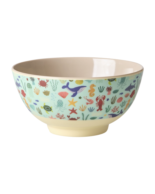 Melamine Medium Bowl - Blue Ocean Print