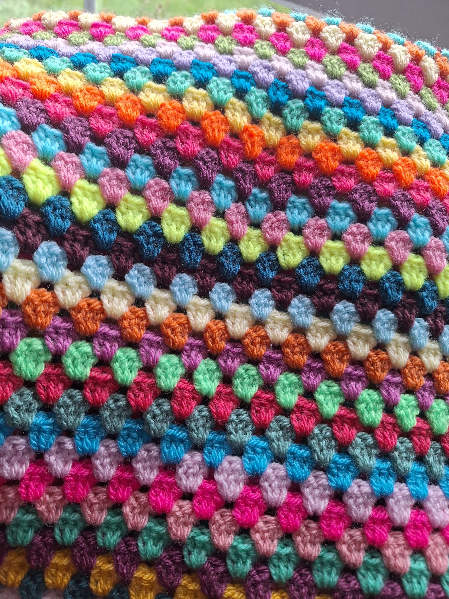 Bright & Bold Random Stripe Granny Stitch Crochet Baby Blanket – Handmade by Denise