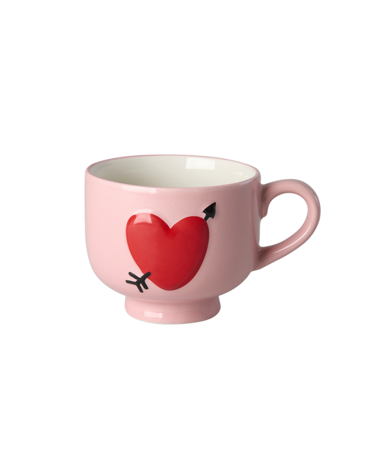 Ceramic Mug - Pink - Embossed Heart Design