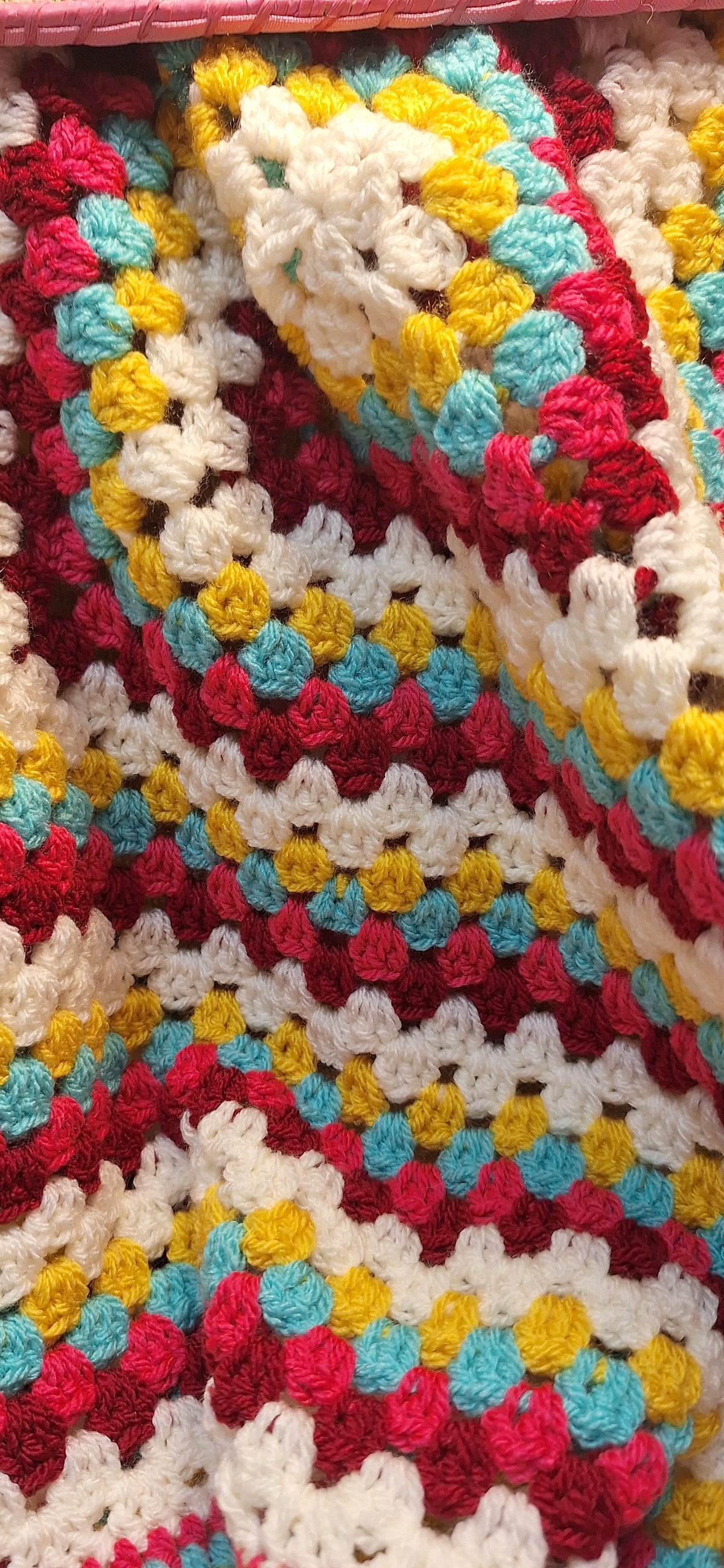 Strawberry Sunshine Granny Square Baby Blanket