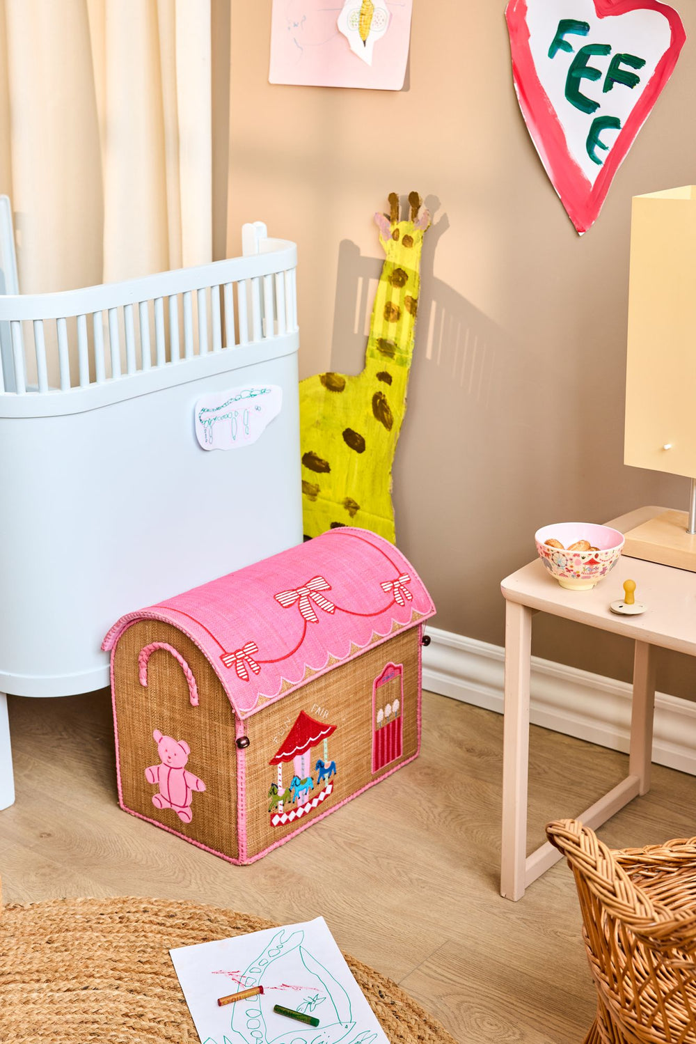 Raffia Toy Baskets - Pink Funfair Theme