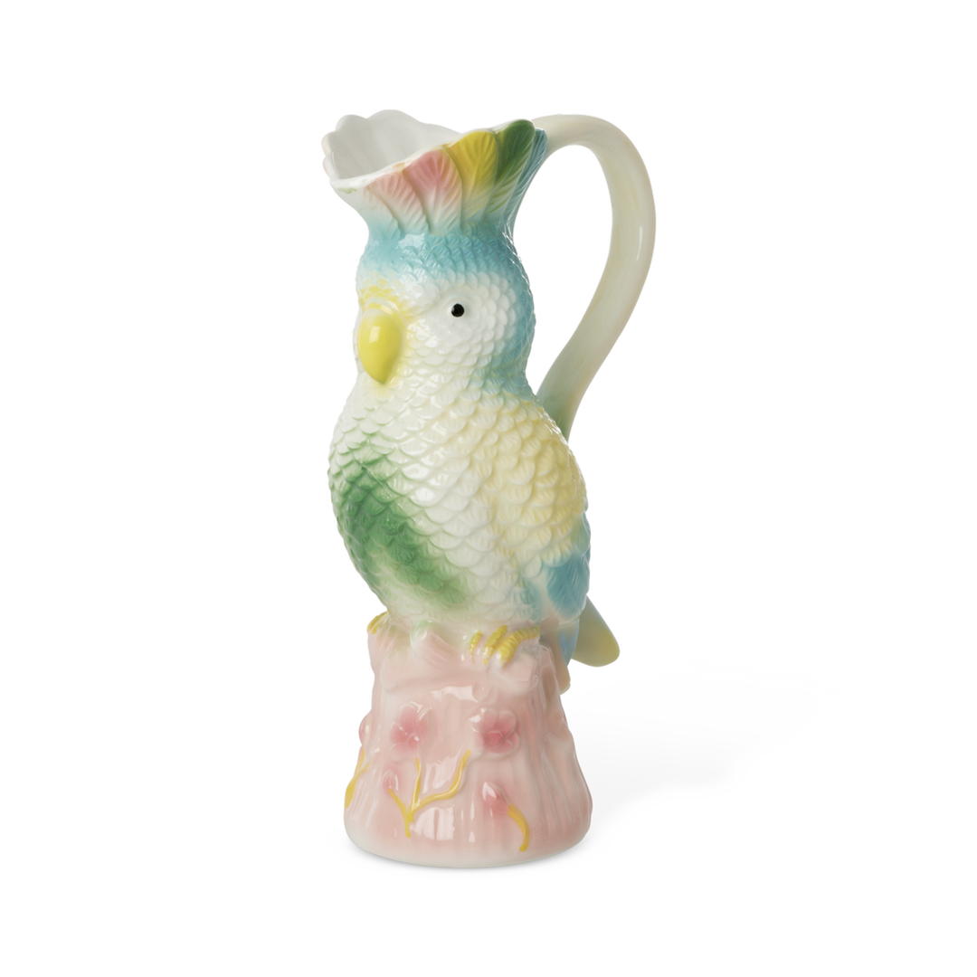 Ceramic Exotic Bird Jug/Vase - Mint