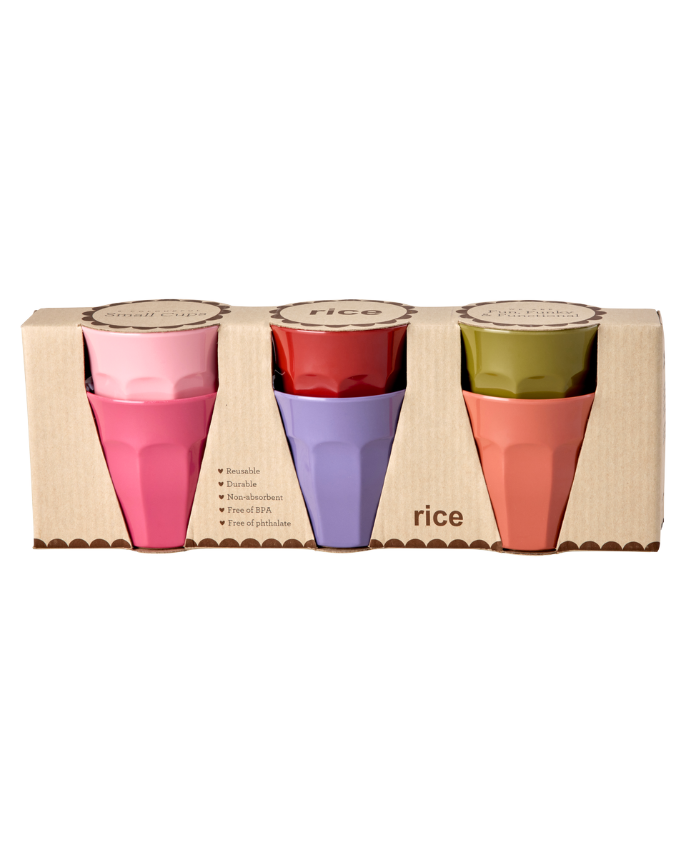 Melamine Cups Medium 6 Pack in Assorted Colours