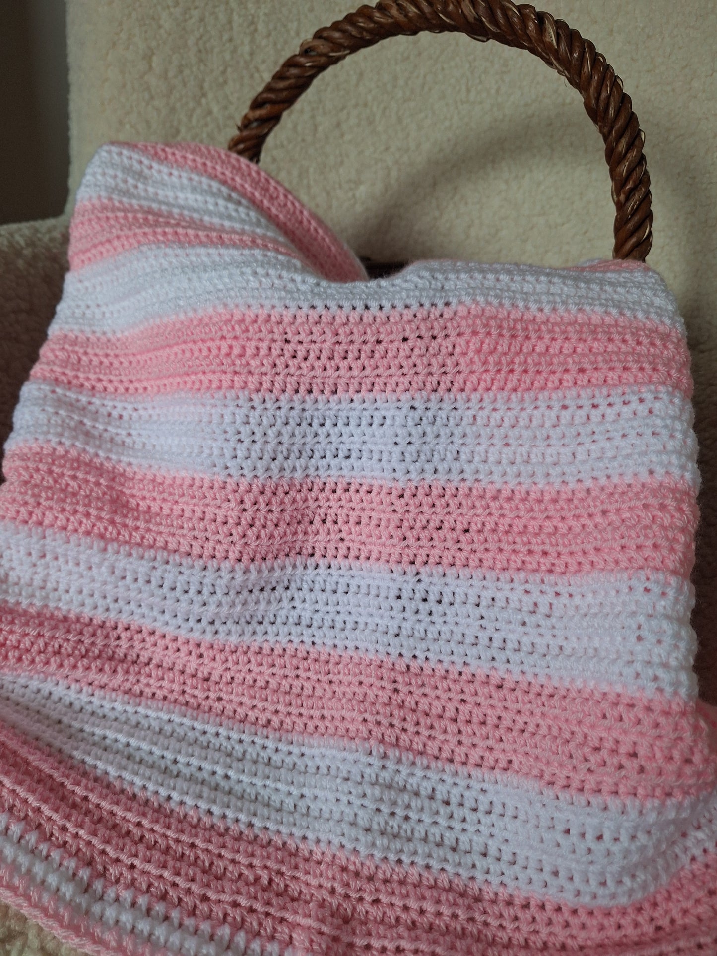 Pink & White Stripe Baby Blanket