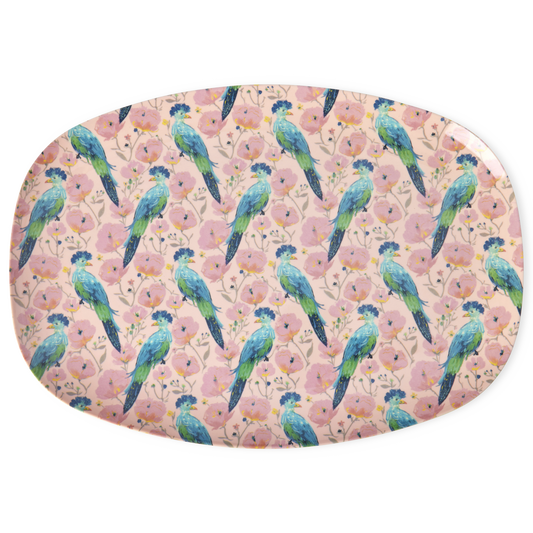 Melamine Rectangular Plate with Exotic Bird Print