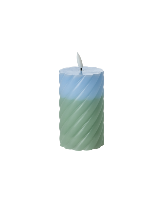LED Pillar Candle in Blue and Green
