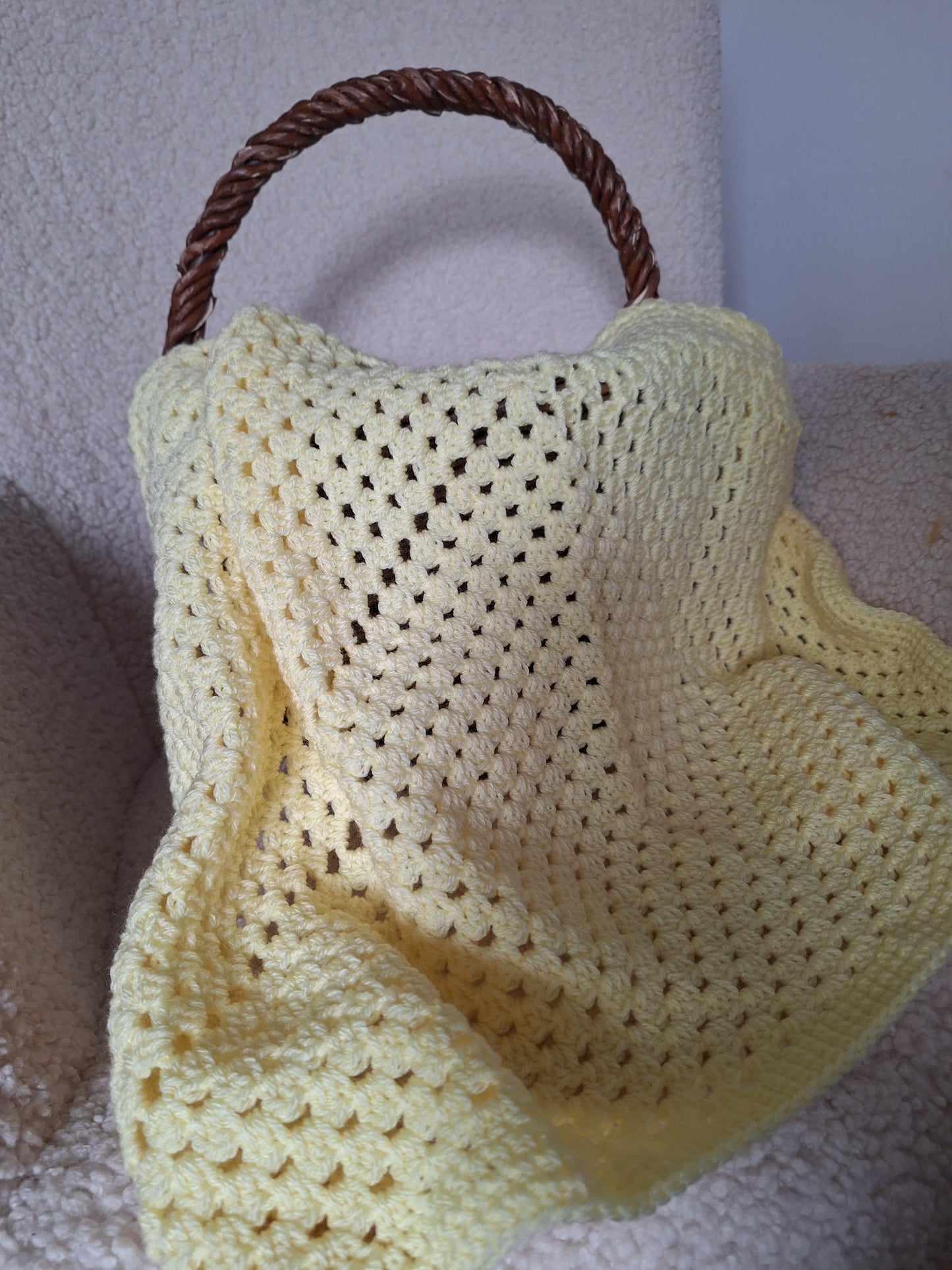 Crochet Granny Square Baby Blanket - Lemon