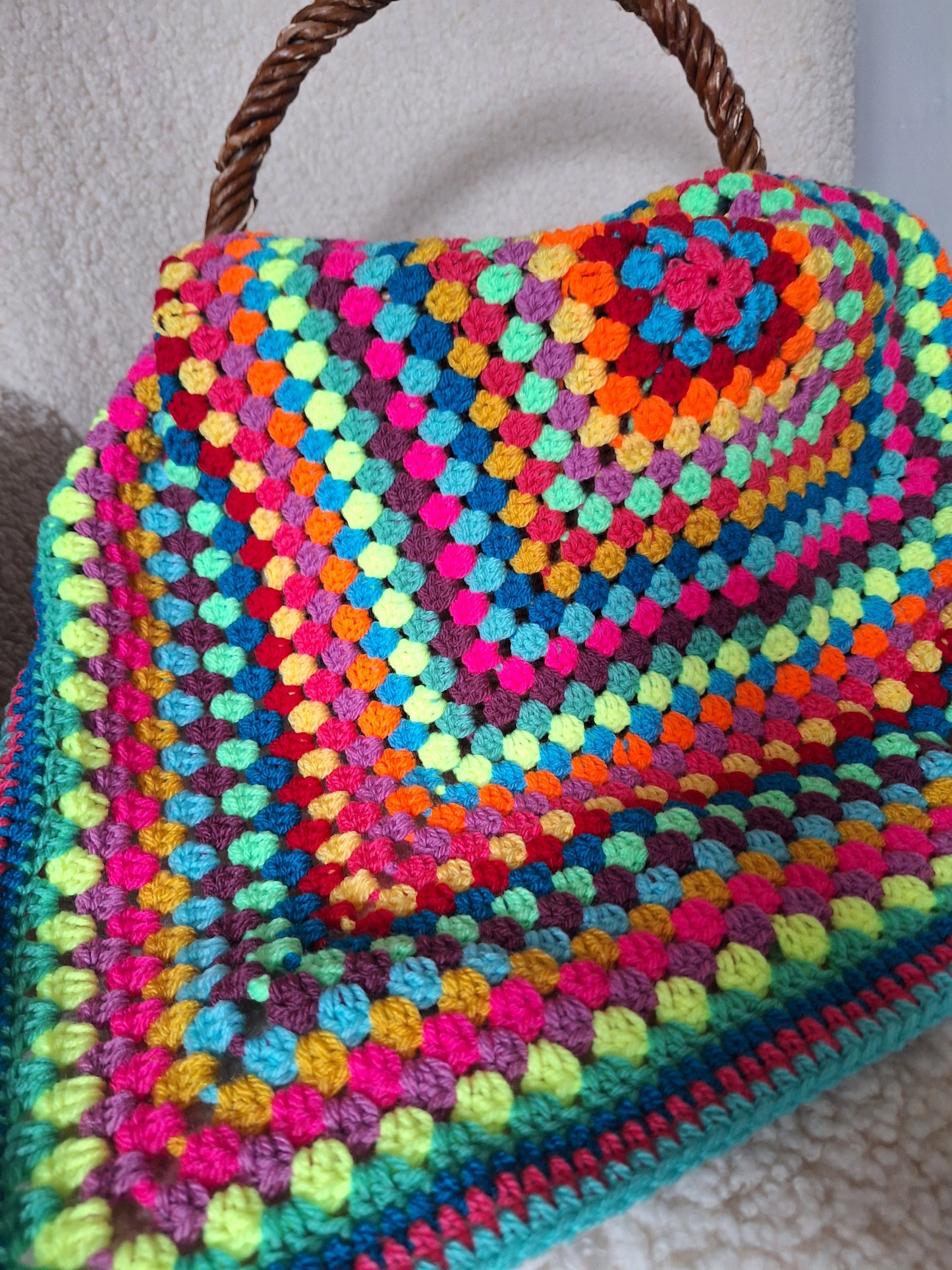 Crochet Granny Square Baby Blanket - Random Rainbow