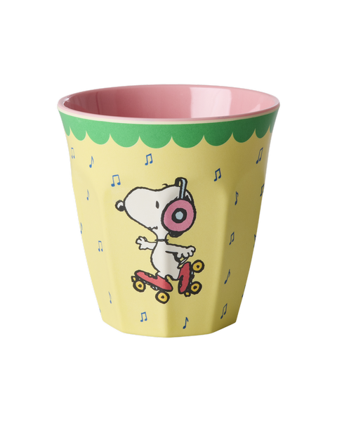 Medium Cup - Yellow Snoopy Print