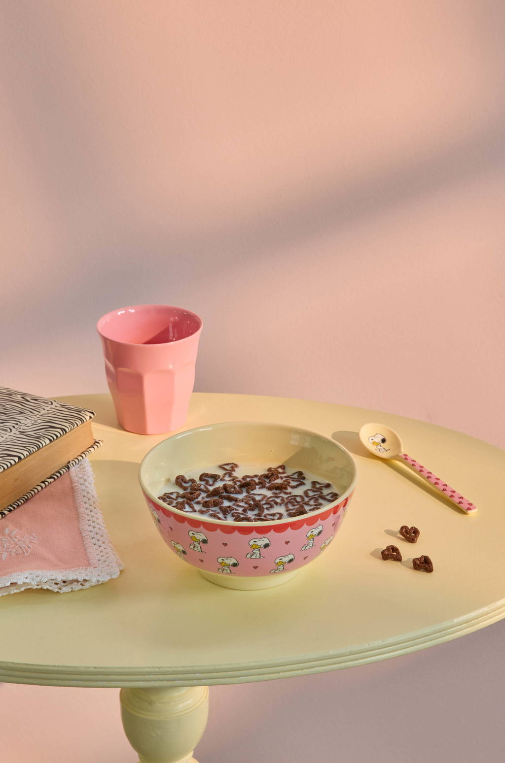 Pink Snoopy Print Medium Melamine Bowl