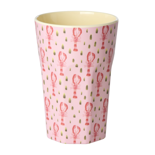 Tall Melamine Cup - Pink Lobster Print