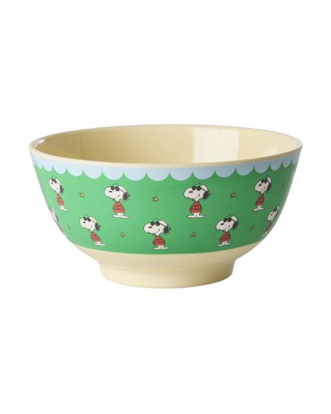Green Snoopy Print Medium Melamine Bowl