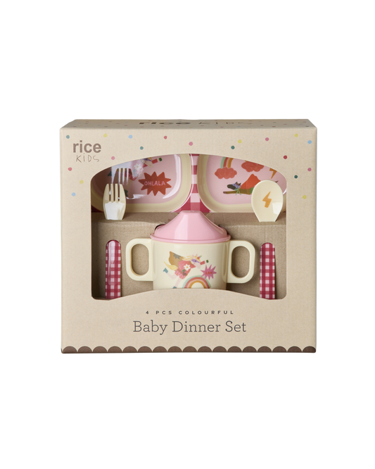 Baby Dinner Set - Pink - Hero Print
