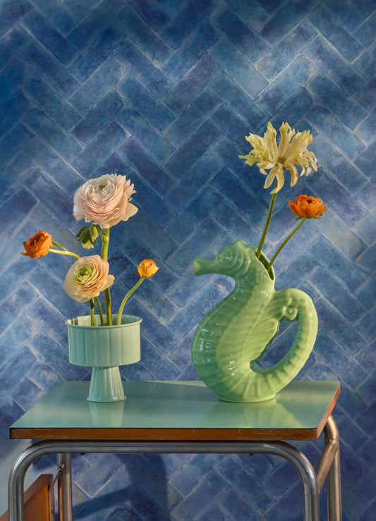 Ceramic Jug in Seahorse Shape - Apple Green