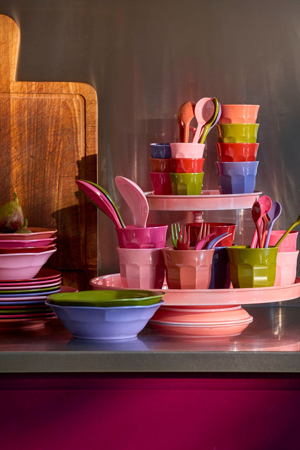 Melamine Side Plate - Mulitcolour Set of 6