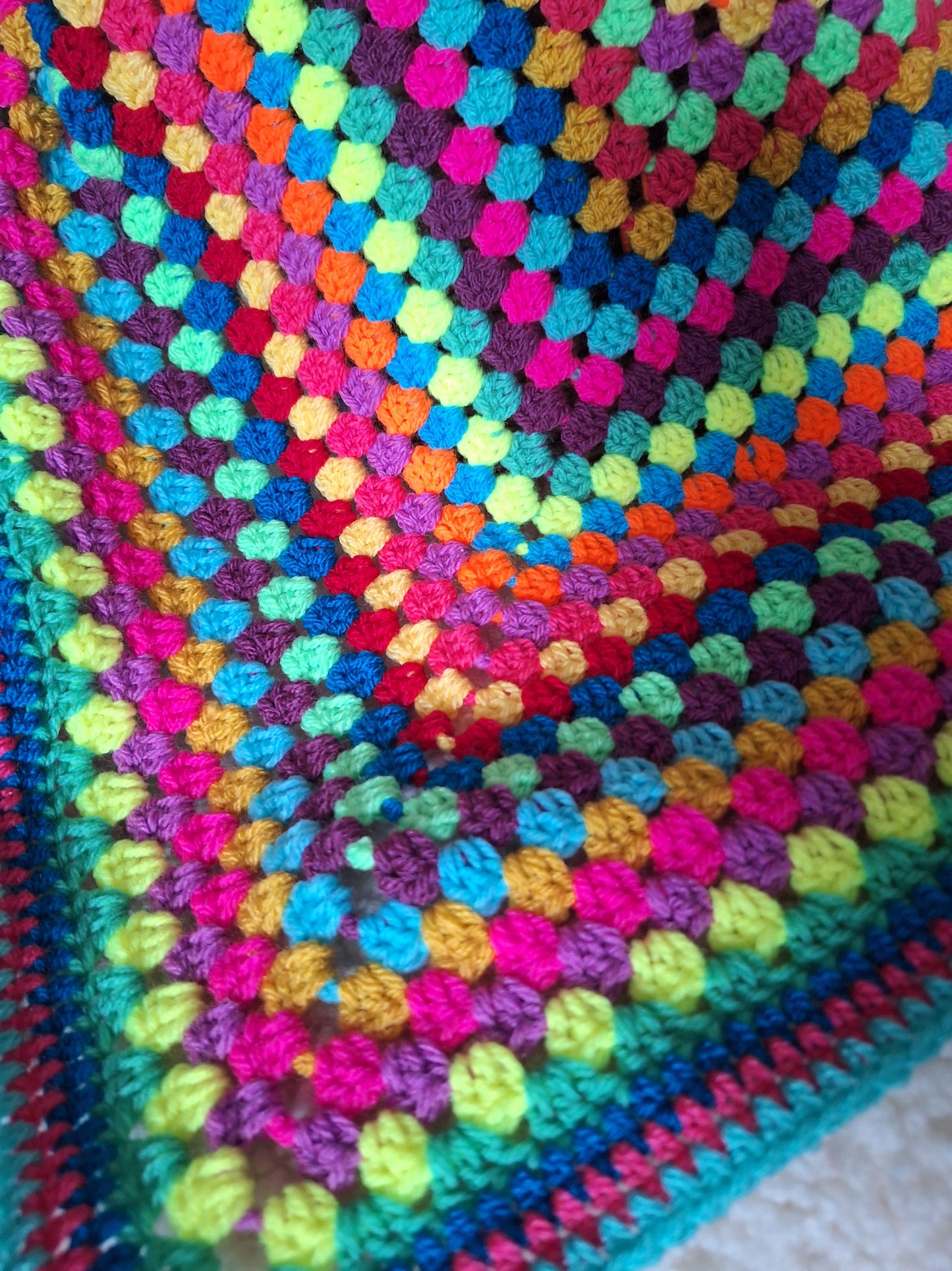 Crochet Granny Square Baby Blanket - Random Rainbow