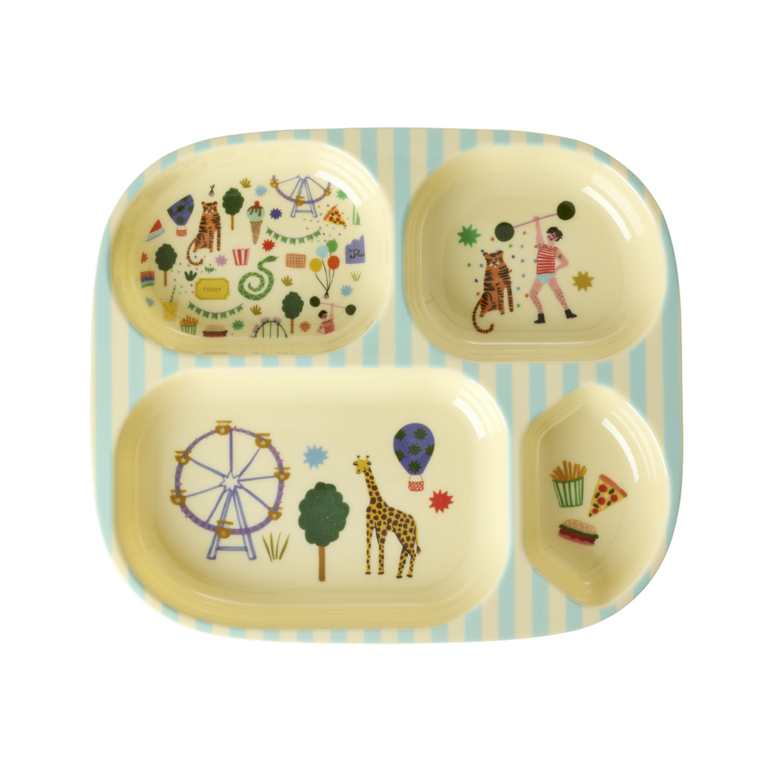 Melamine 4 Room Plate - Mint Fun Fair Print