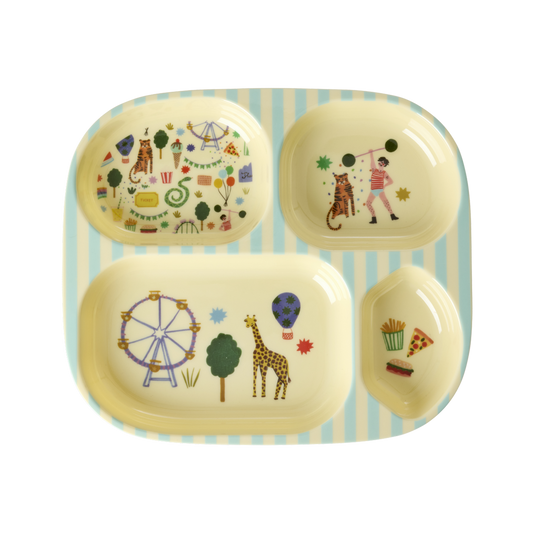 Melamine 4 Room Plate - Mint Fun Fair Print