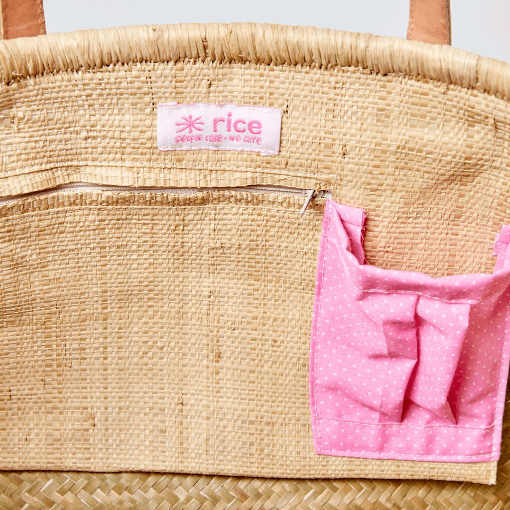 Medium Raffia Shopping Bag - Pink