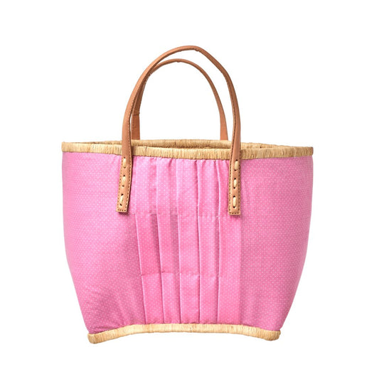 Medium Raffia Shopping Bag - Pink