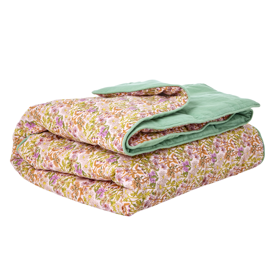 Cotton Quilt with Flower Print by Rice