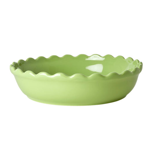 Medium Stoneware Pie Dish - Green
