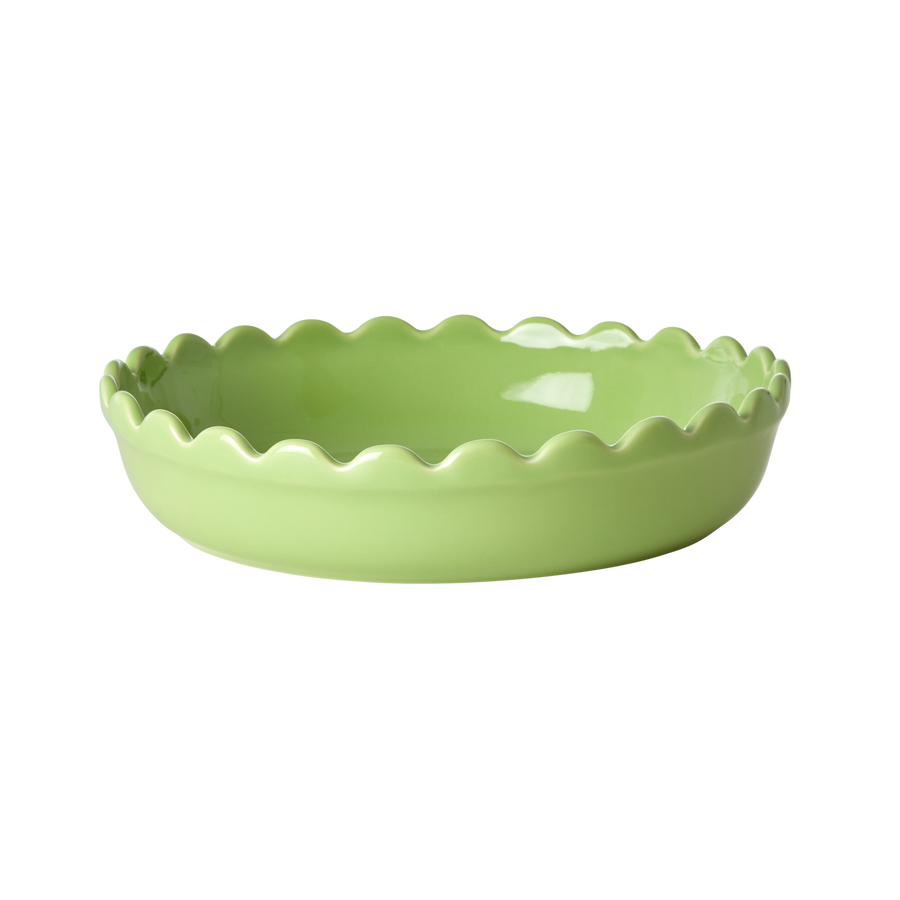 Stoneware Pie dish by Rice - Neon Green - Small