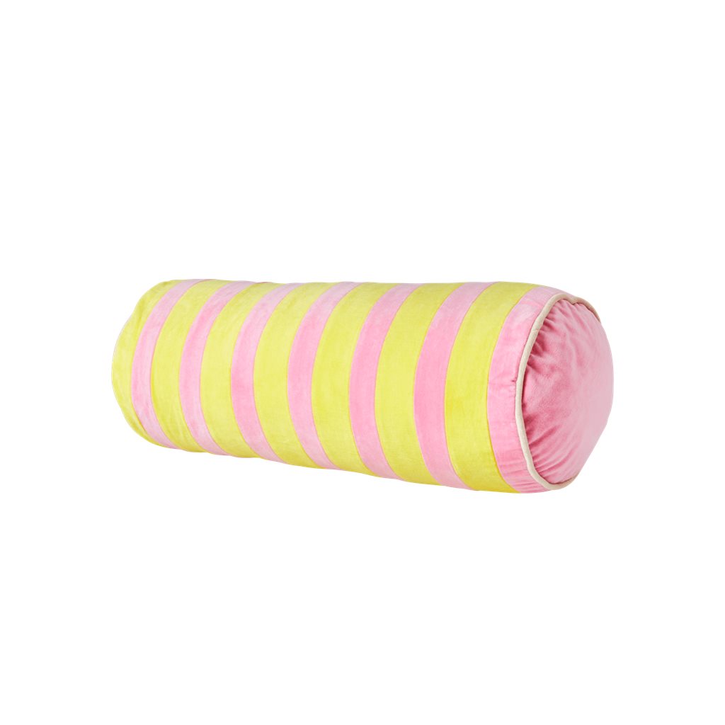 Velour Bolster in Pink and Yellow stripes - medium