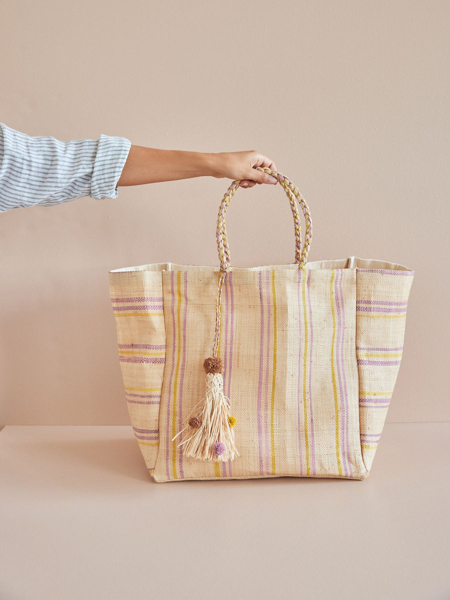 Fabric Shopping Bag by Rice - Yellow and Lavender