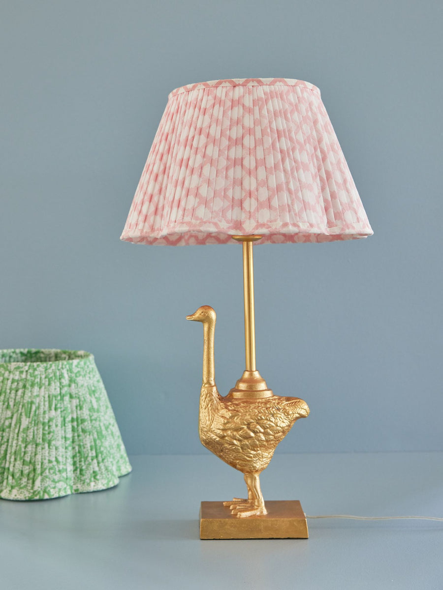 Metal Table Lamp by Rice in Ostrich Shape - Gold