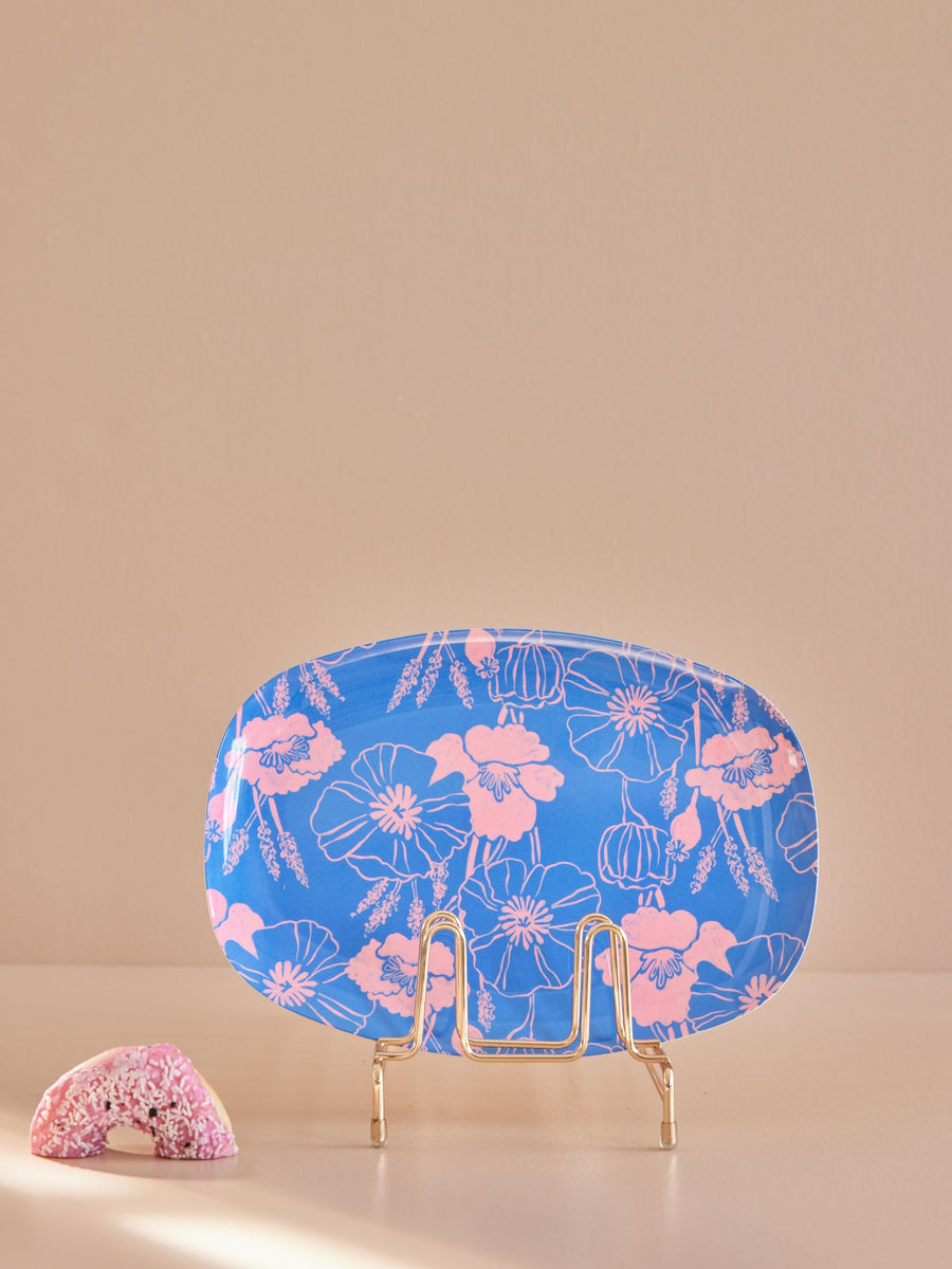 Melamine Rectangular Plate by Rice with Poppies Love Print