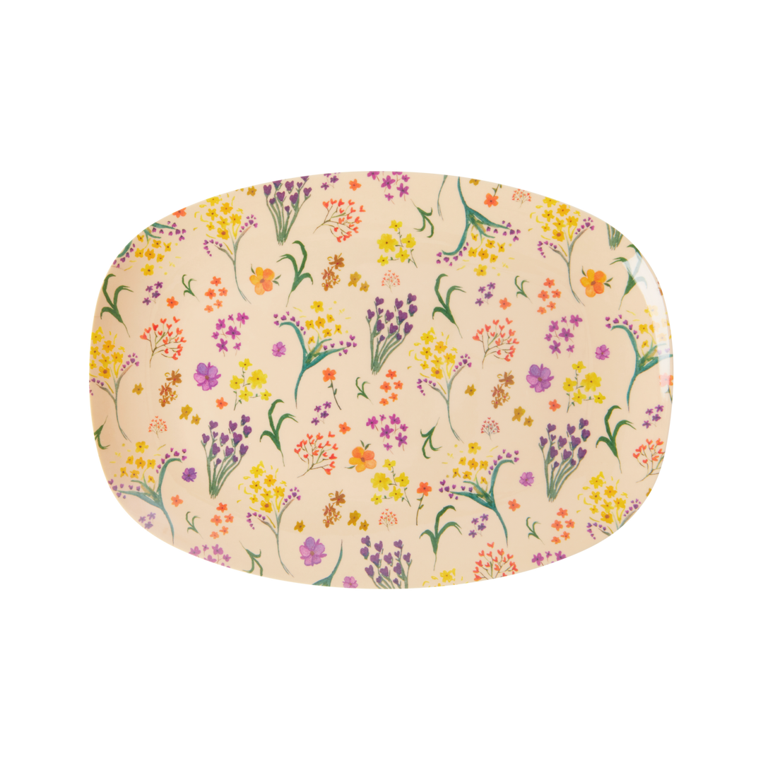 Rectangle Melamine Wild Flower Plate by Rice